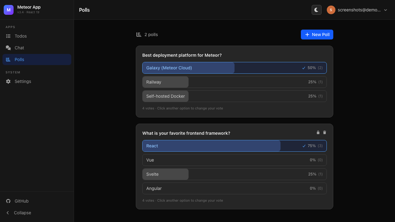 Live polls — dark mode