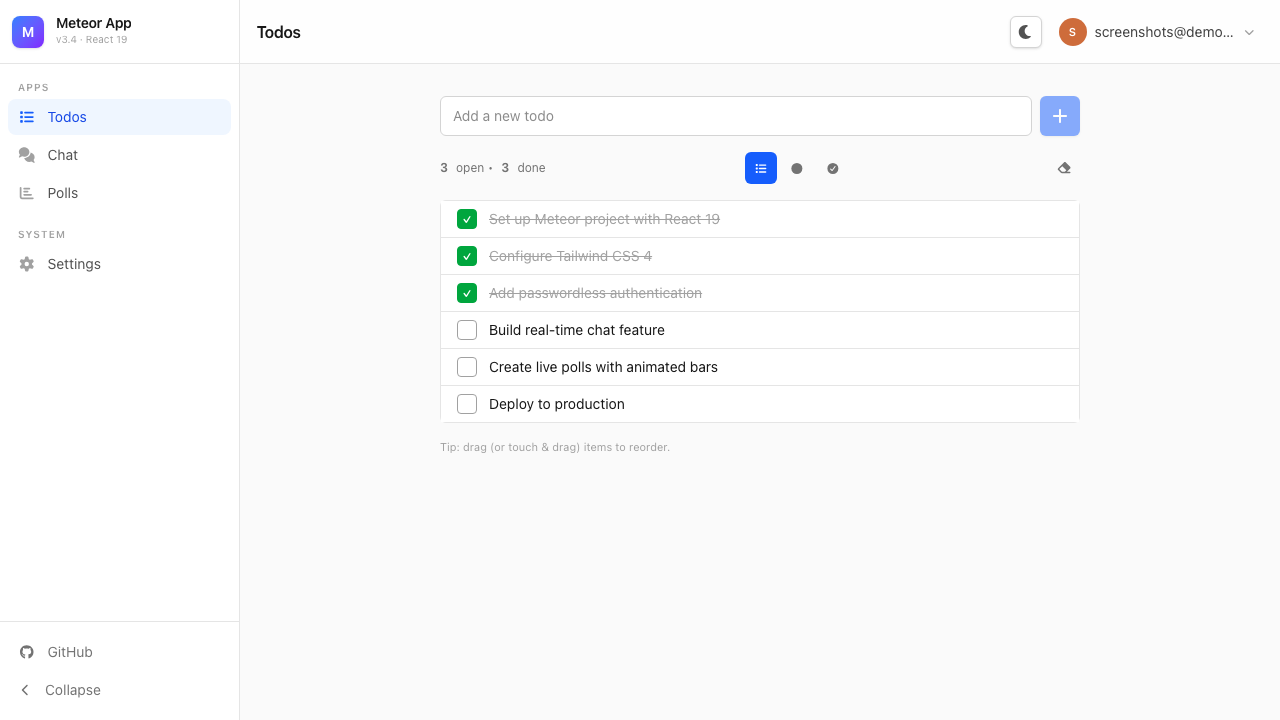 Todos app — light mode